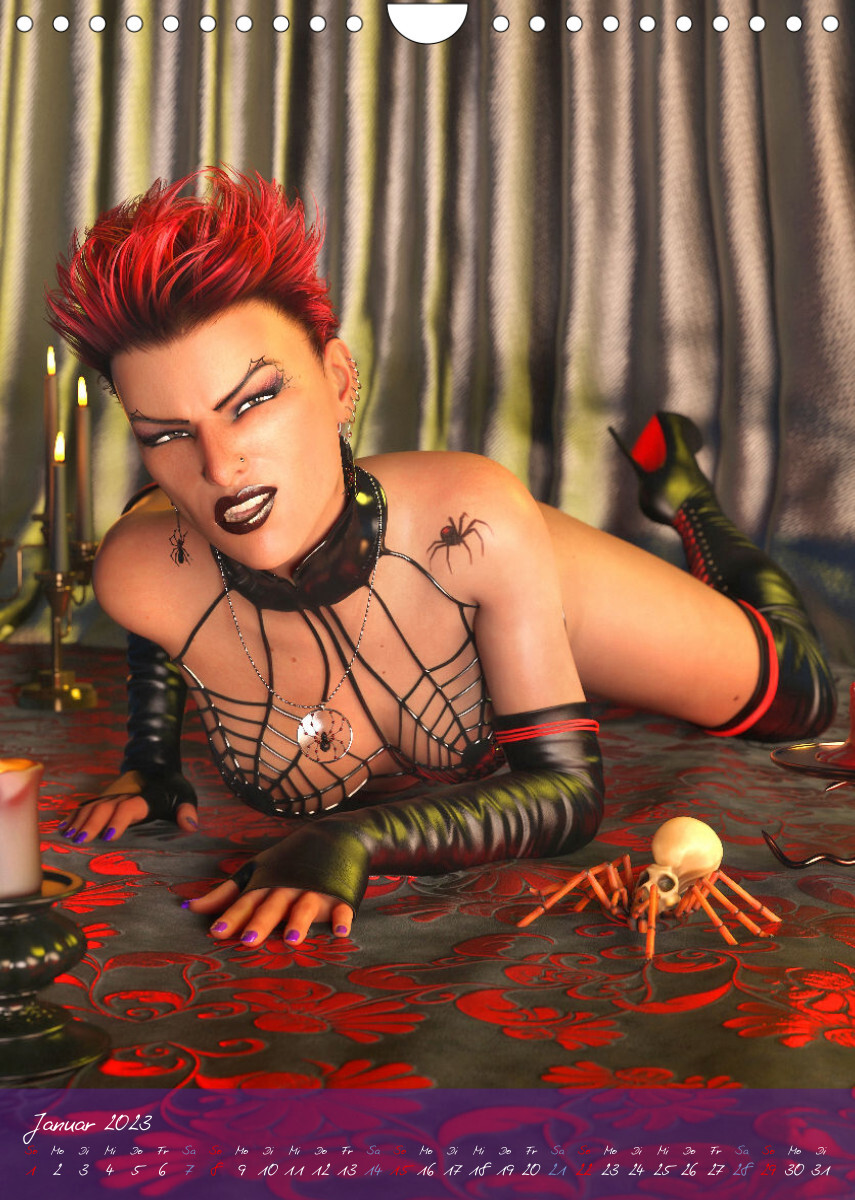 Sexy Goth Girls - Gothic Pin Ups (Wandkalender 2023 DIN A4 hoch)