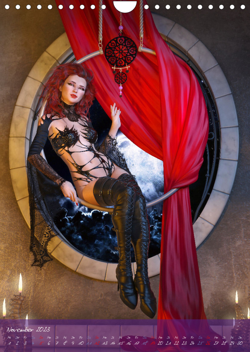 Sexy Goth Girls - Gothic Pin Ups (Wandkalender 2023 DIN A4 hoch)