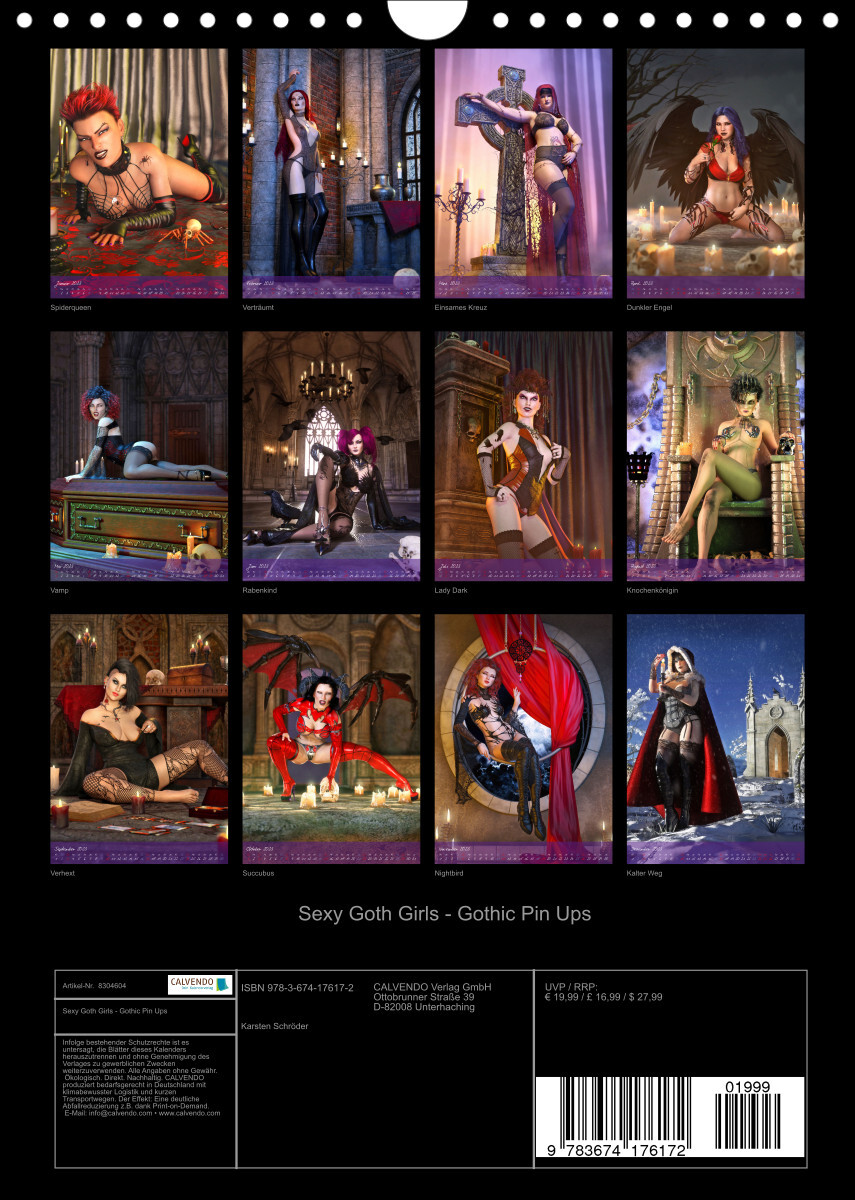 Sexy Goth Girls - Gothic Pin Ups (Wandkalender 2023 DIN A4 hoch)