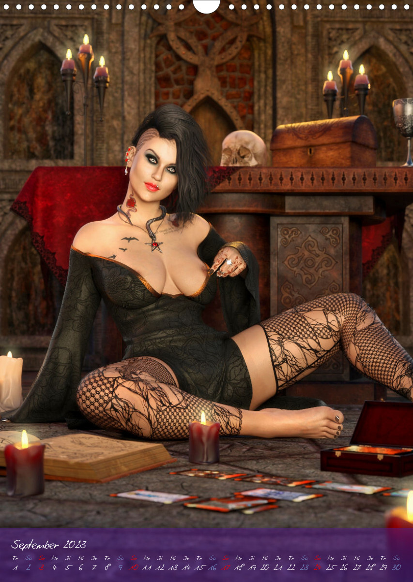 Sexy Goth Girls - Gothic Pin Ups (Wandkalender 2023 DIN A3 hoch)