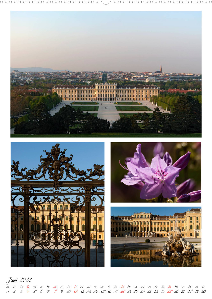 Schloss Schönbrunn im Wandel der JahreszeitenAT-Version (Premium, hochwertiger DIN A2 Wandkalender 2023, Kunstdruck in Hochglanz)