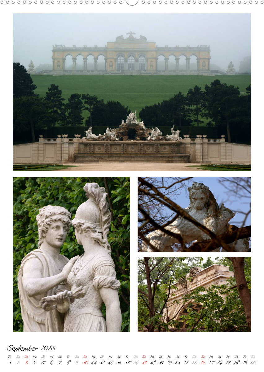 Schloss Schönbrunn im Wandel der JahreszeitenAT-Version (Premium, hochwertiger DIN A2 Wandkalender 2023, Kunstdruck in Hochglanz)