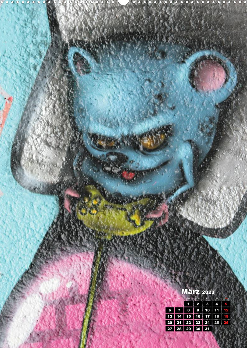 Graffiti &amp; Streetart 2023 / CH-Version (Premium, hochwertiger DIN A2 Wandkalender 2023, Kunstdruck in Hochglanz)