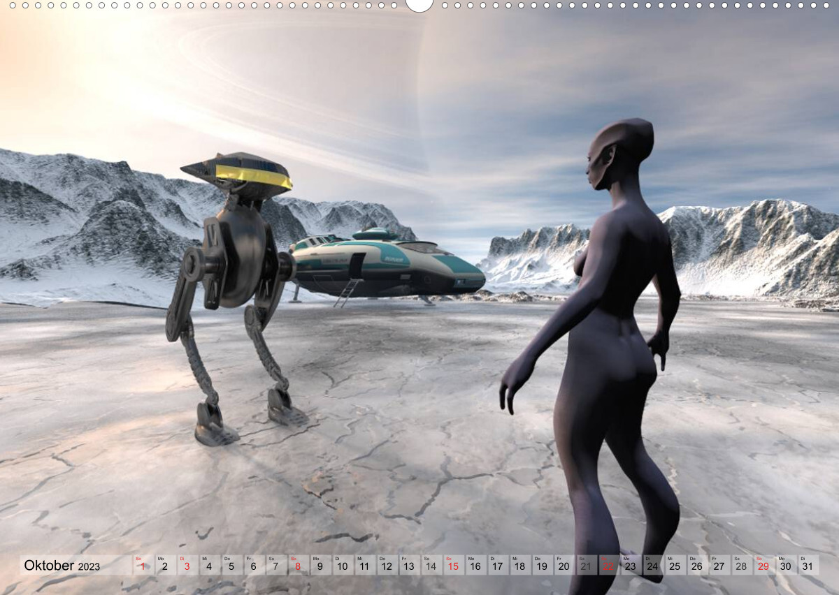 Zukunftswelten (Science Fiction) (Wandkalender 2023 DIN A2 quer)