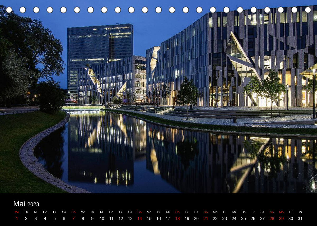 Düsseldorf - Ansichten am Abend (Tischkalender 2023 DIN A5 quer)