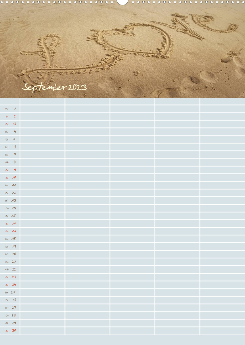 Kleine Sand-Schönheiten / Familienplaner (Premium, hochwertiger DIN A2 Wandkalender 2023, Kunstdruck in Hochglanz)