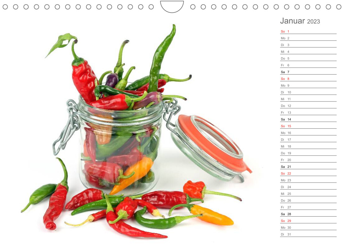 Echt scharf - Der Chili-Küchen-Planer (Wandkalender 2023 DIN A4 quer)