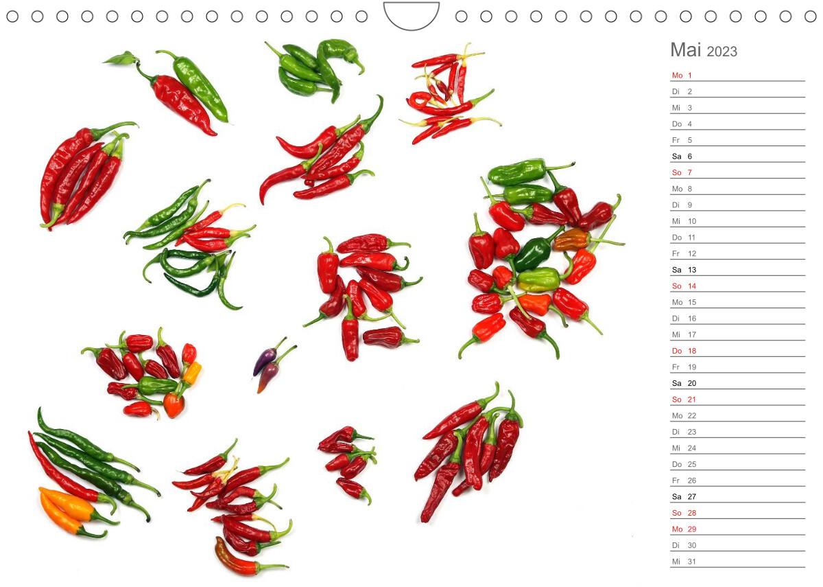Echt scharf - Der Chili-Küchen-Planer (Wandkalender 2023 DIN A4 quer)