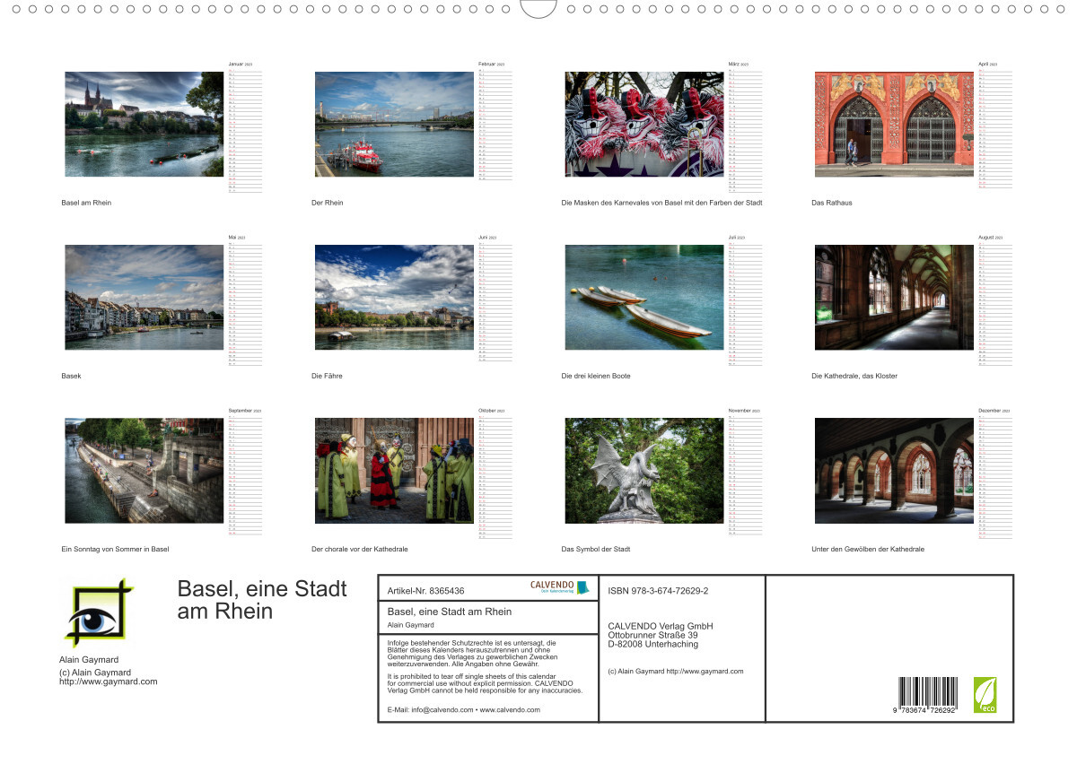 Basel, eine Stadt am RheinCH-Version (Wandkalender 2023 DIN A2 quer)