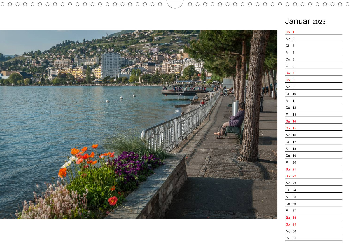 Montreux - Die Ufer des Genfer SeesCH-Version (Wandkalender 2023 DIN A3 quer)