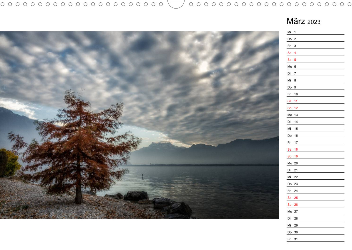 Montreux - Die Ufer des Genfer SeesCH-Version (Wandkalender 2023 DIN A3 quer)