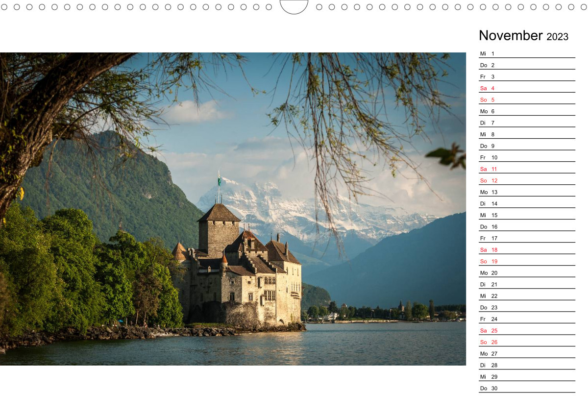 Montreux - Die Ufer des Genfer SeesCH-Version (Wandkalender 2023 DIN A3 quer)