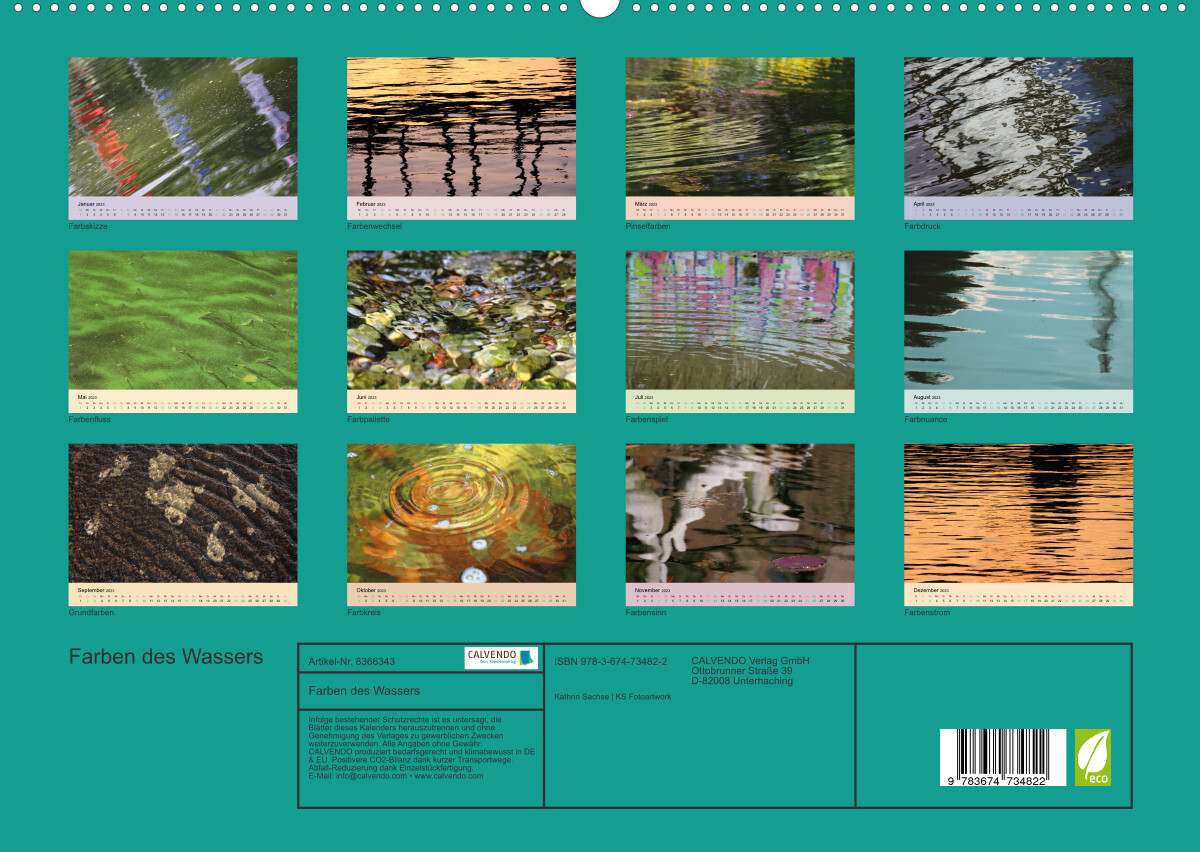 Farben des Wassers (Premium, hochwertiger DIN A2 Wandkalender 2023, Kunstdruck in Hochglanz)