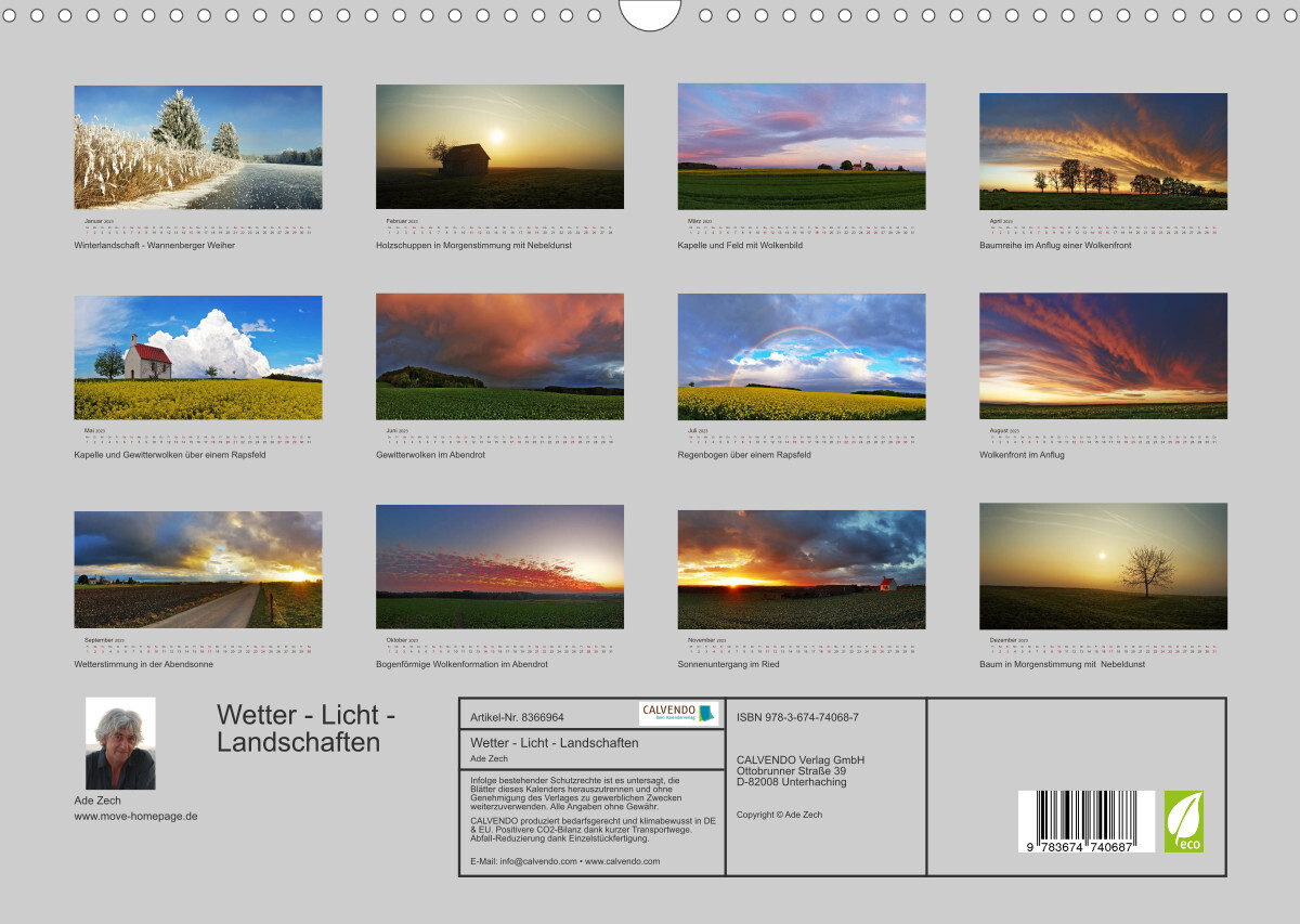 Wetter - Licht - Landschaften (Wandkalender 2023 DIN A3 quer)