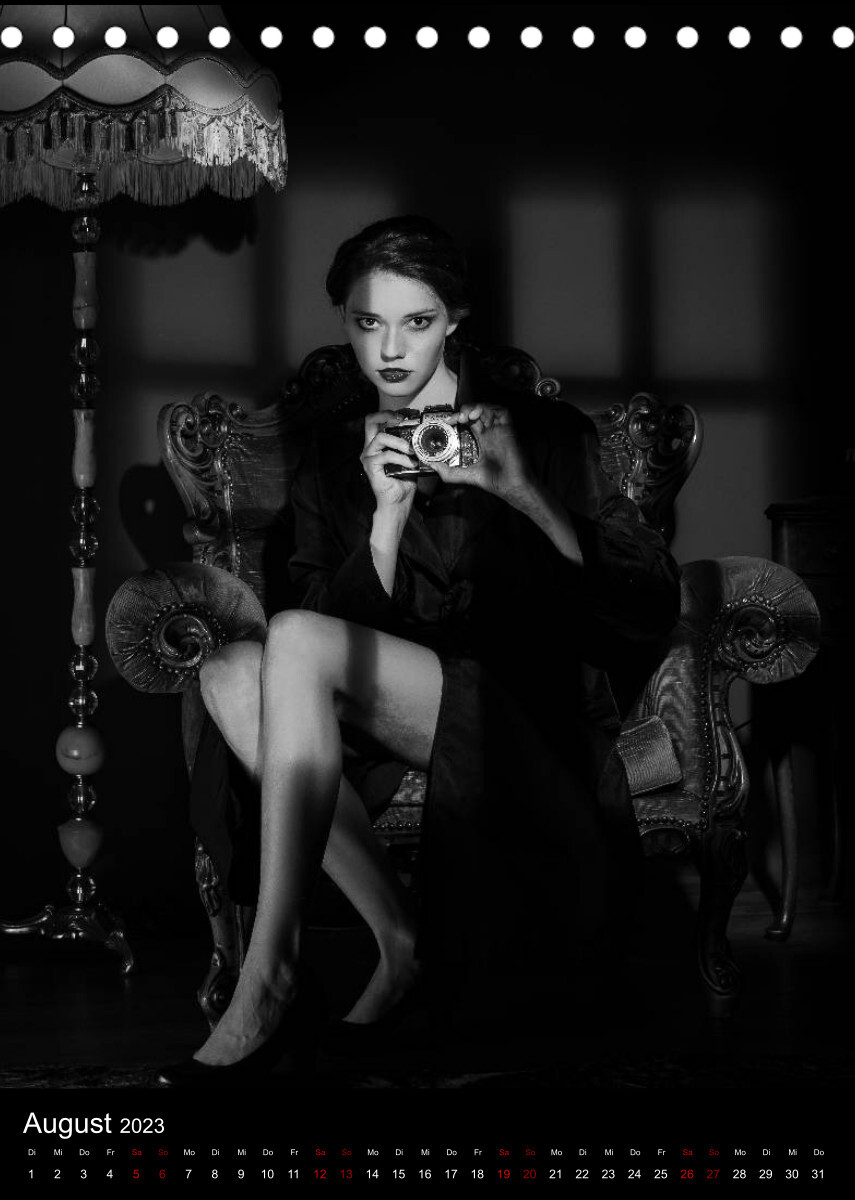 Film Noir-Hommage in schwarzweiß Portraits (Tischkalender 2023 DIN A5 hoch)
