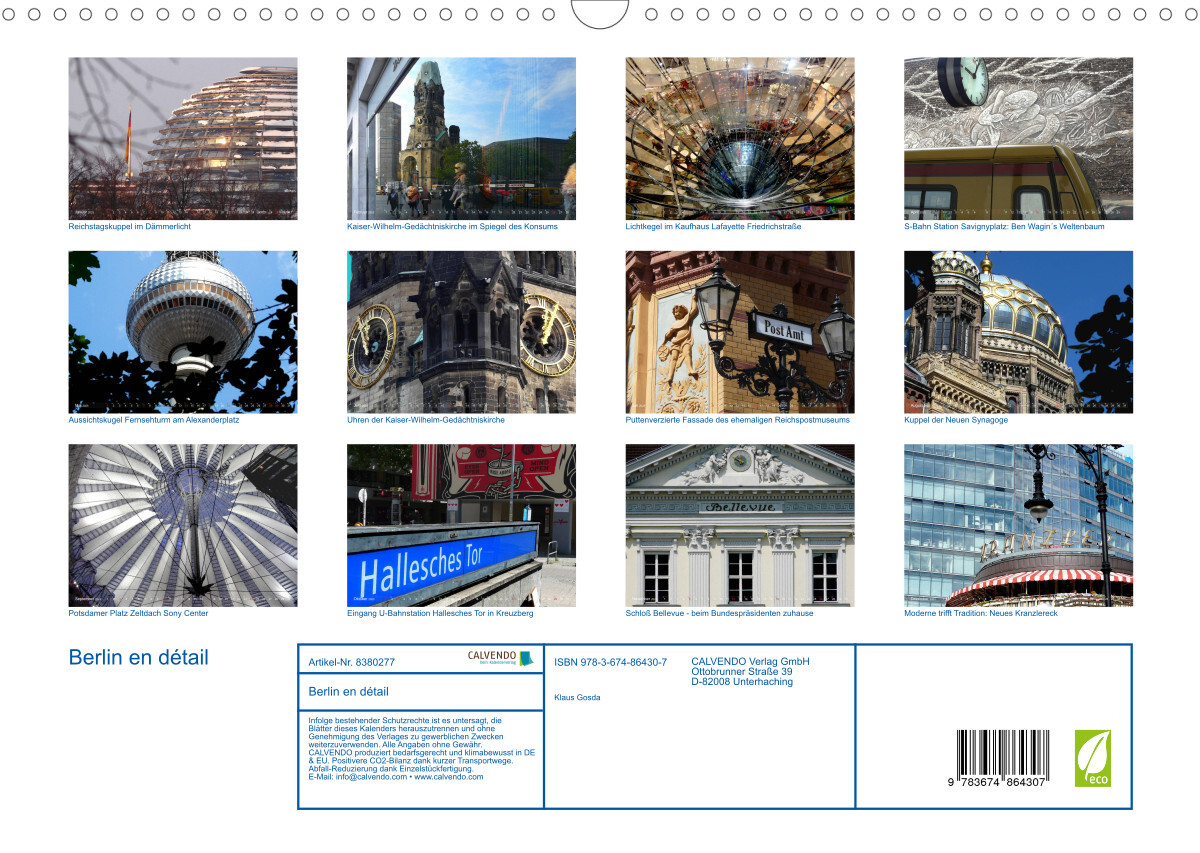 Berlin en détail (Wandkalender 2023 DIN A3 quer)
