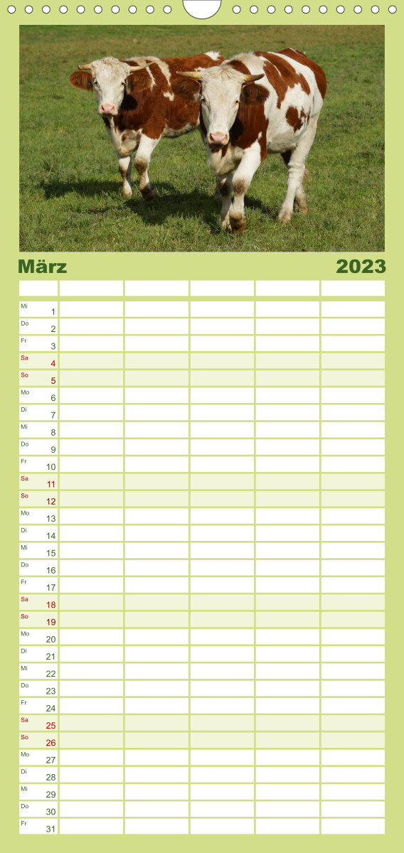 Familienplaner Tiere auf dem Bauernhof (Wandkalender 2023 , 21 cm x 45 cm, hoch)