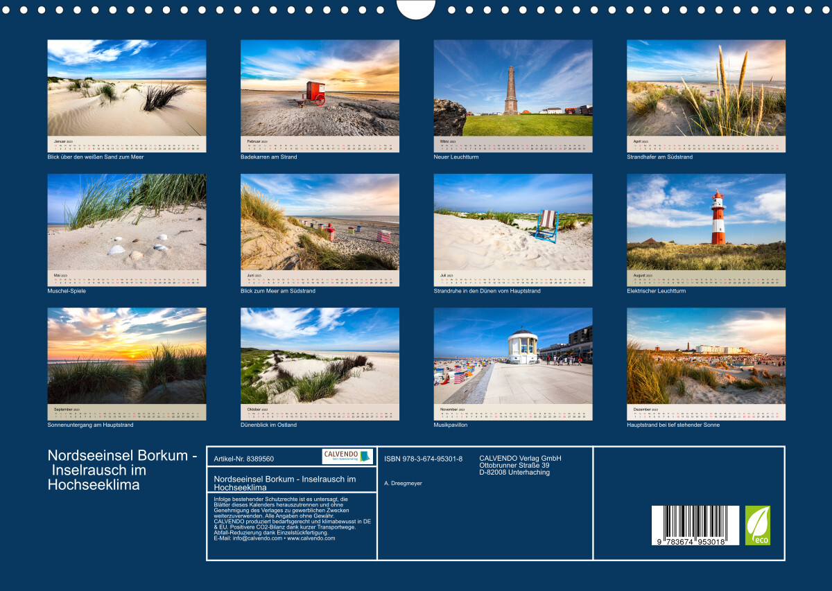Nordseeinsel Borkum - Inselrausch im Hochseeklima (Wandkalender 2023 DIN A3 quer)