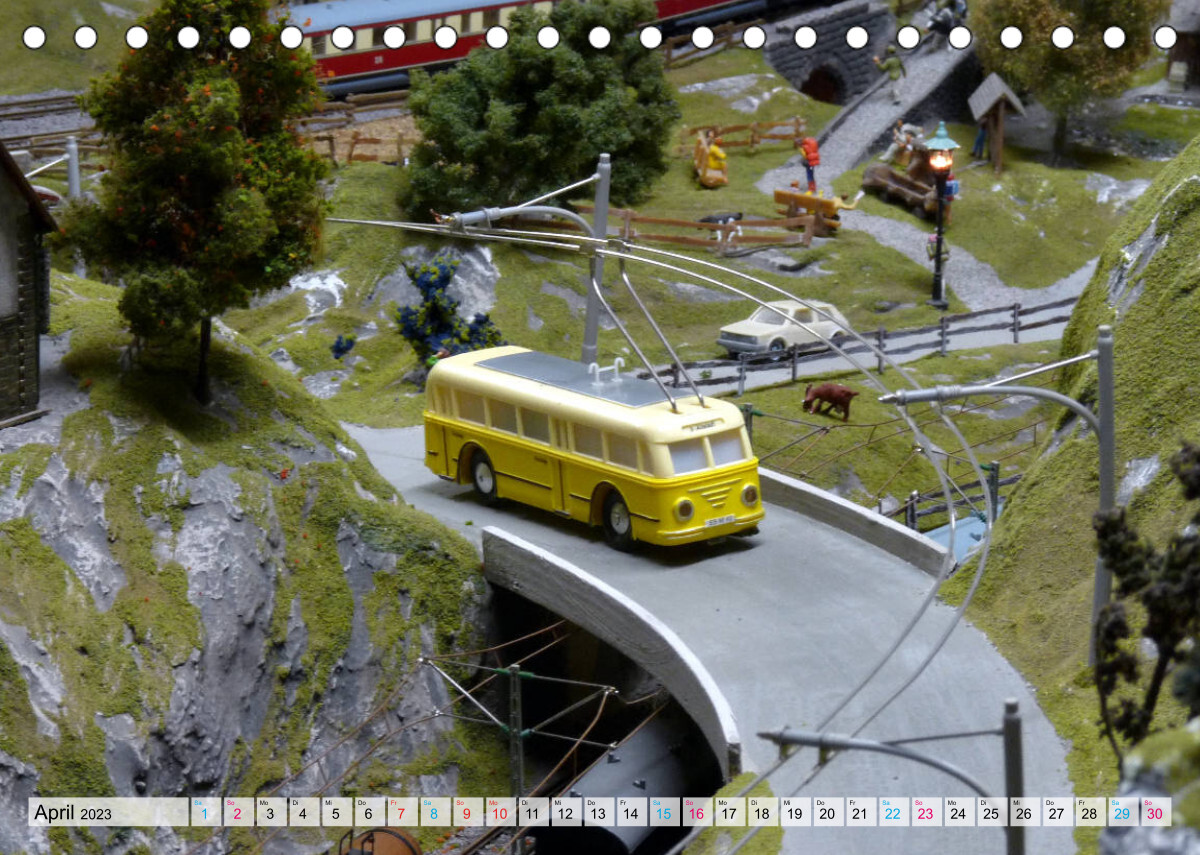 Trolley-Bus H0 (Tischkalender 2023 DIN A5 quer)