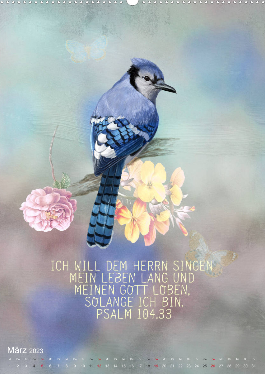 Bibelworte für Vogelfreunde (Wandkalender 2023 DIN A2 hoch)