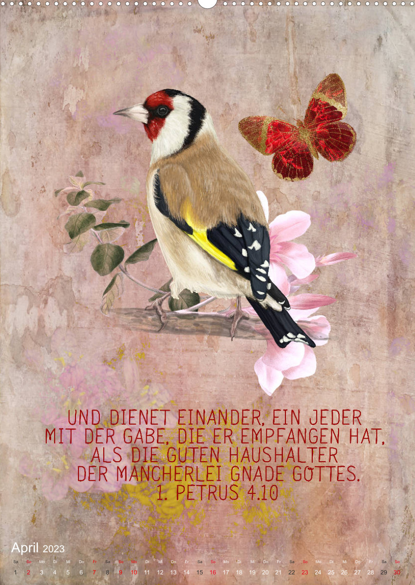 Bibelworte für Vogelfreunde (Wandkalender 2023 DIN A2 hoch)