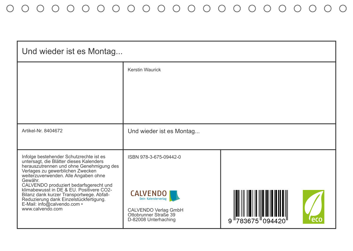 Und wieder ist es Montag... (Tischkalender 2023 DIN A5 quer)