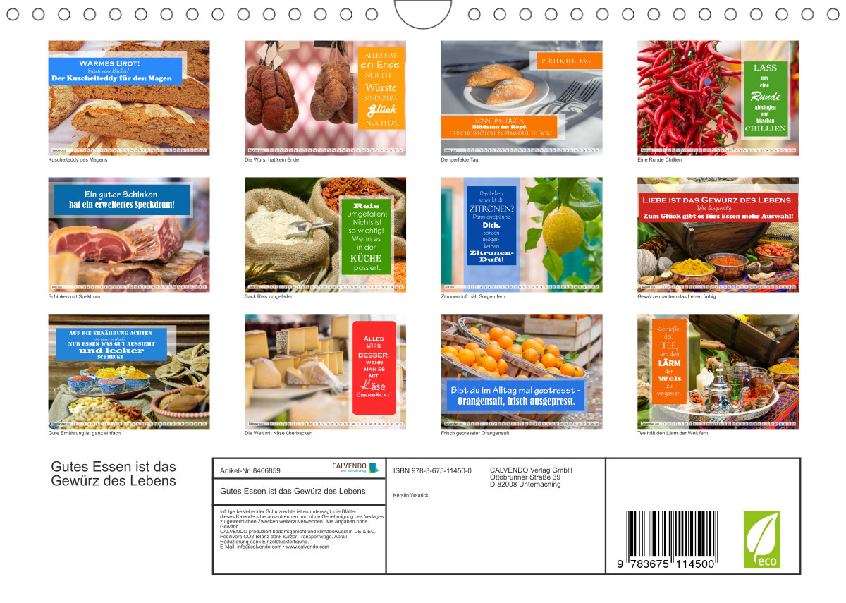 Gutes Essen ist das Gewürz des Lebens (Wandkalender 2023 DIN A4 quer)