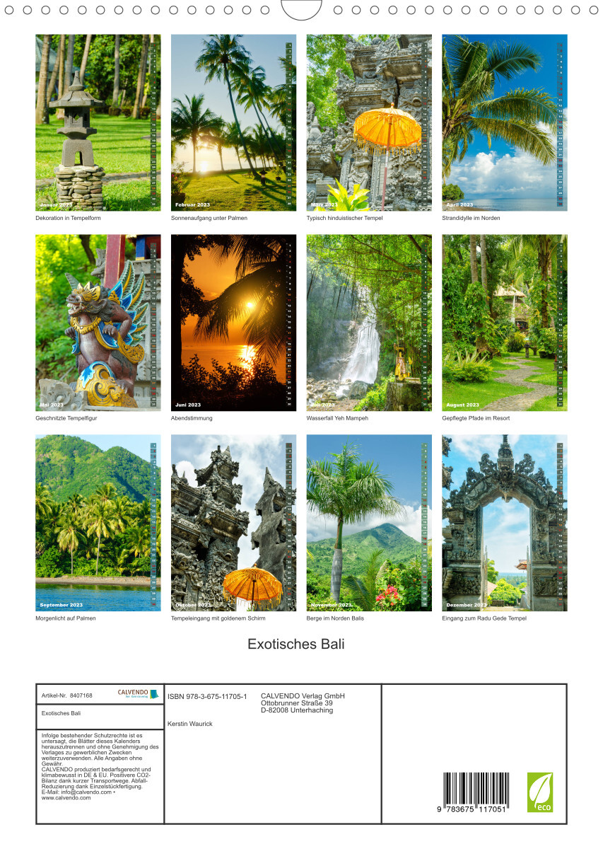 Exotisches Bali (Wandkalender 2023 DIN A3 hoch)