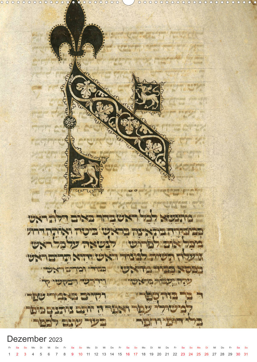 Hebräische Illuminationen und Manuskripte (Premium, hochwertiger DIN A2 Wandkalender 2023, Kunstdruck in Hochglanz)