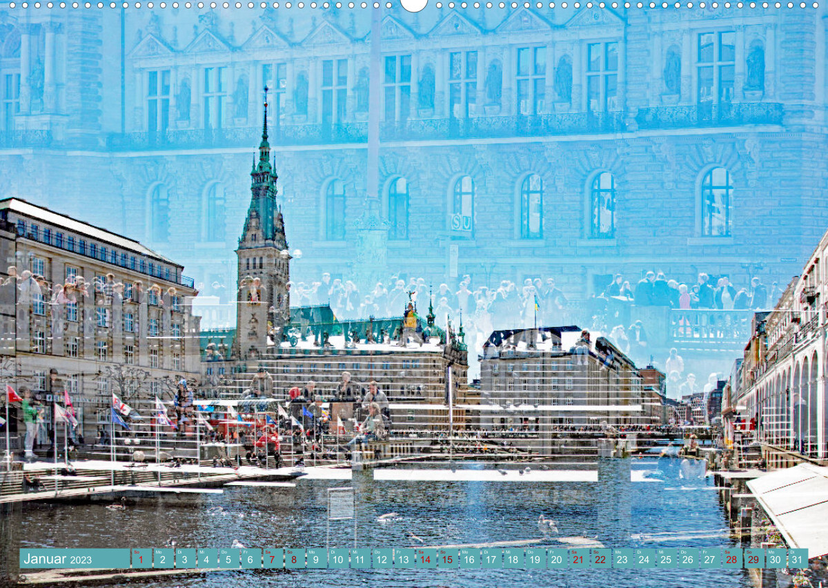 Hamburg mal 2 (Premium, hochwertiger DIN A2 Wandkalender 2023, Kunstdruck in Hochglanz)