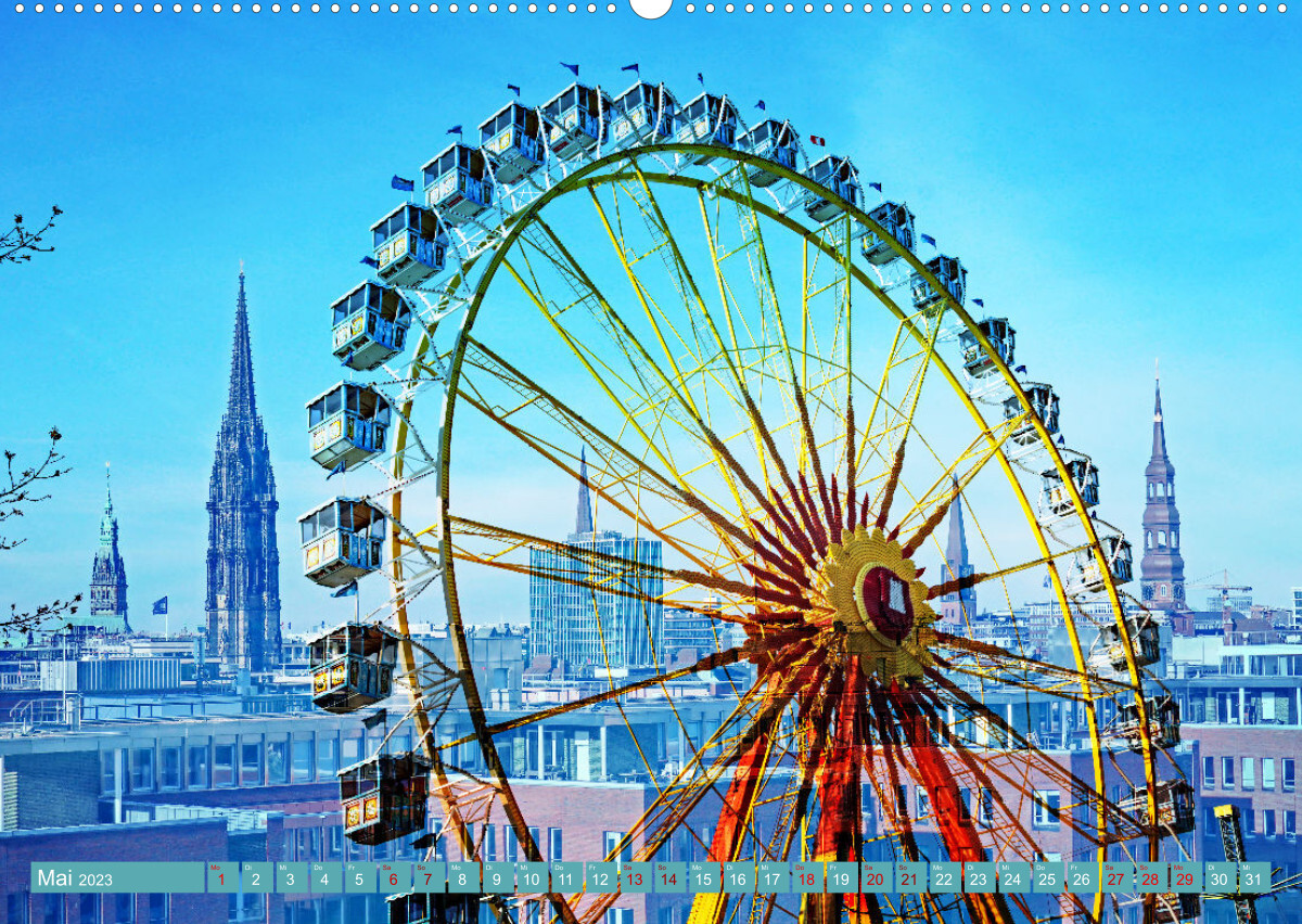Hamburg mal 2 (Premium, hochwertiger DIN A2 Wandkalender 2023, Kunstdruck in Hochglanz)