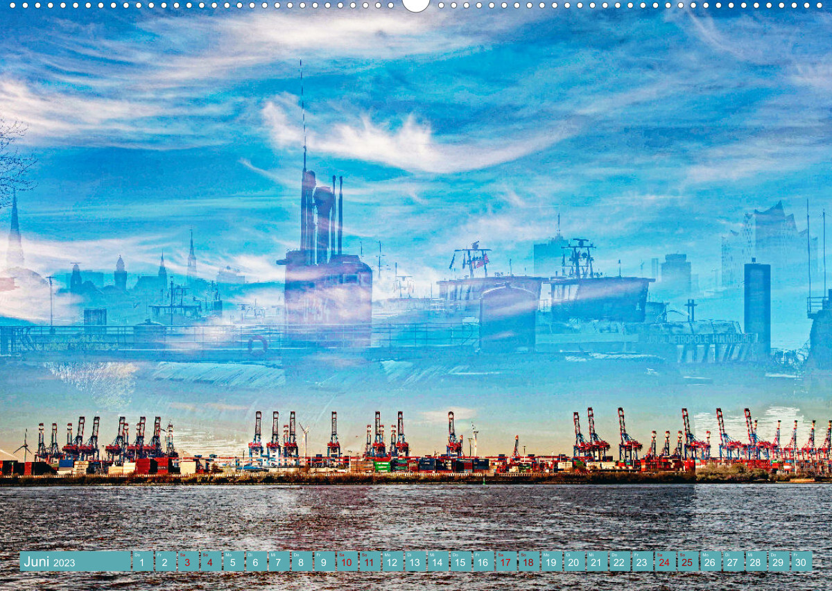 Hamburg mal 2 (Premium, hochwertiger DIN A2 Wandkalender 2023, Kunstdruck in Hochglanz)