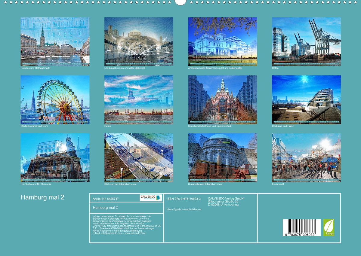Hamburg mal 2 (Premium, hochwertiger DIN A2 Wandkalender 2023, Kunstdruck in Hochglanz)
