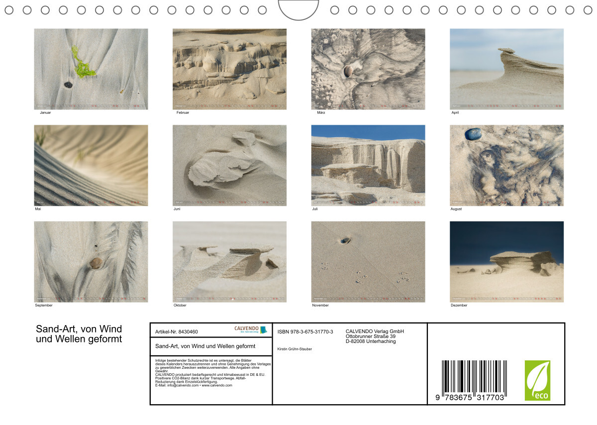 Sand-ART, von Wind und Wellen geformt (Wandkalender 2023 DIN A4 quer)