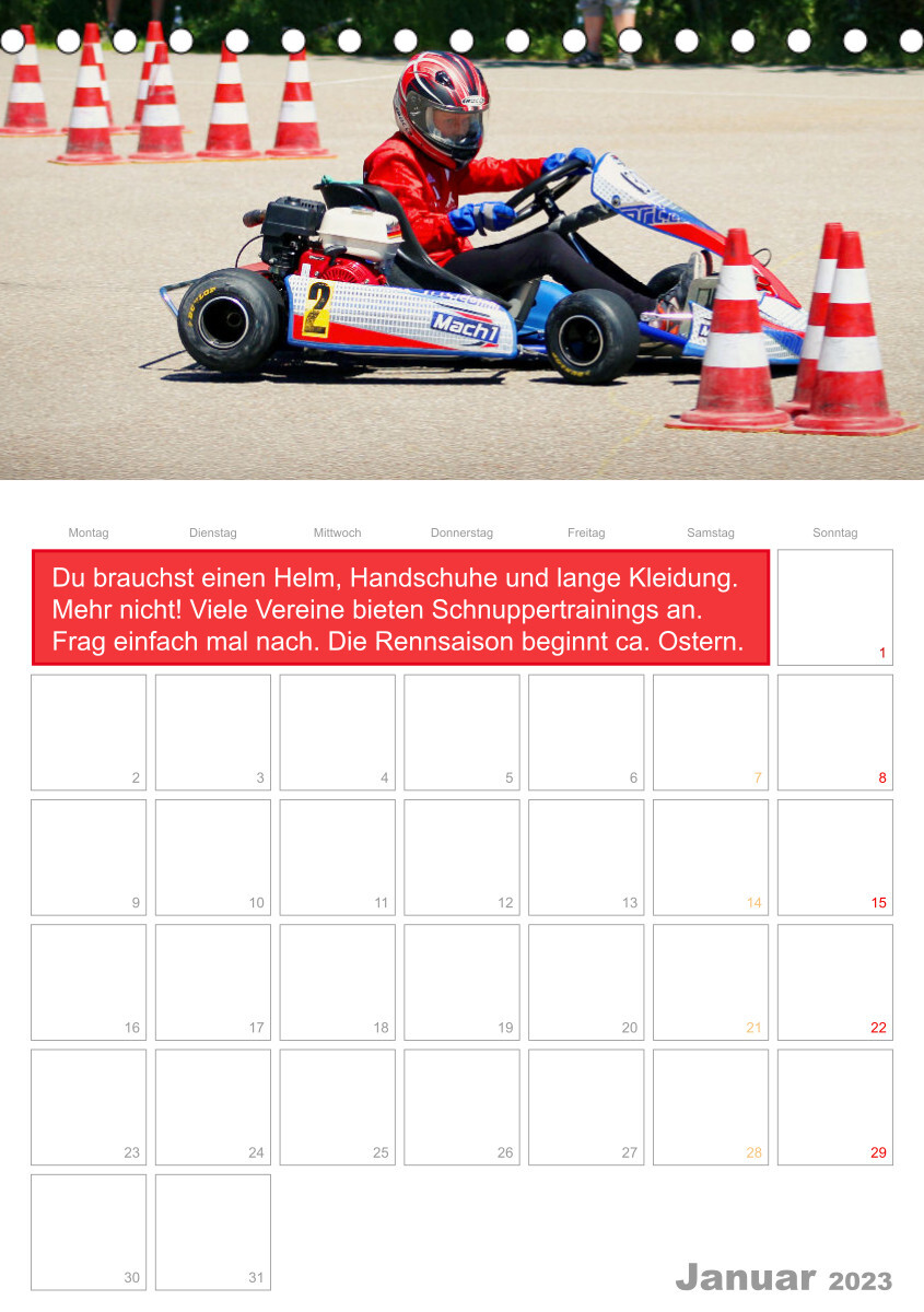 Slalomkart - Gas, Gas, Vollgas! 2023 (Tischkalender 2023 DIN A5 hoch)