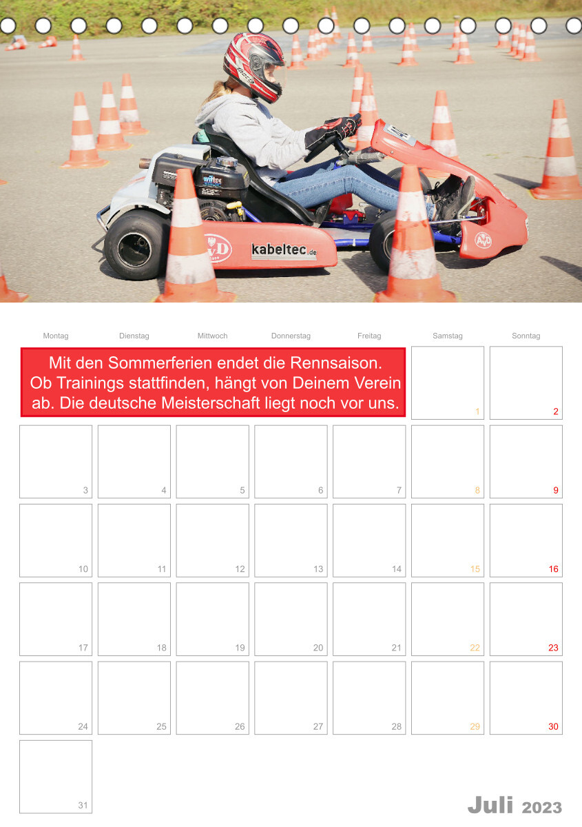 Slalomkart - Gas, Gas, Vollgas! 2023 (Tischkalender 2023 DIN A5 hoch)
