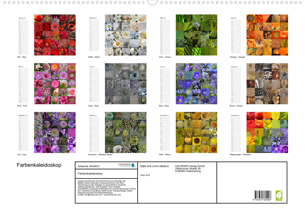 Farbenkaleidoskop (Wandkalender 2023 DIN A2 quer)