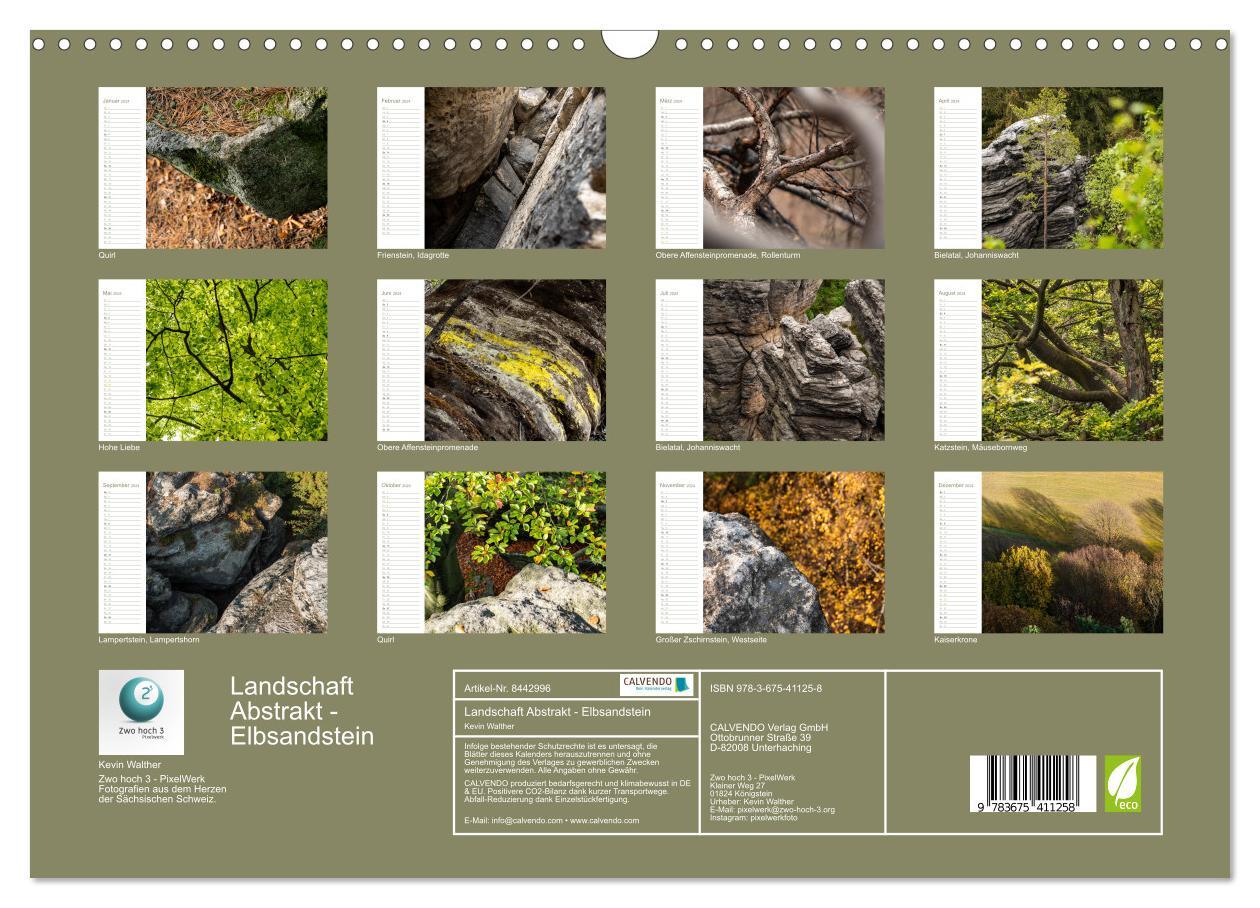 Landschaft Abstrakt - Elbsandstein (Wandkalender 2024 DIN A3 quer)