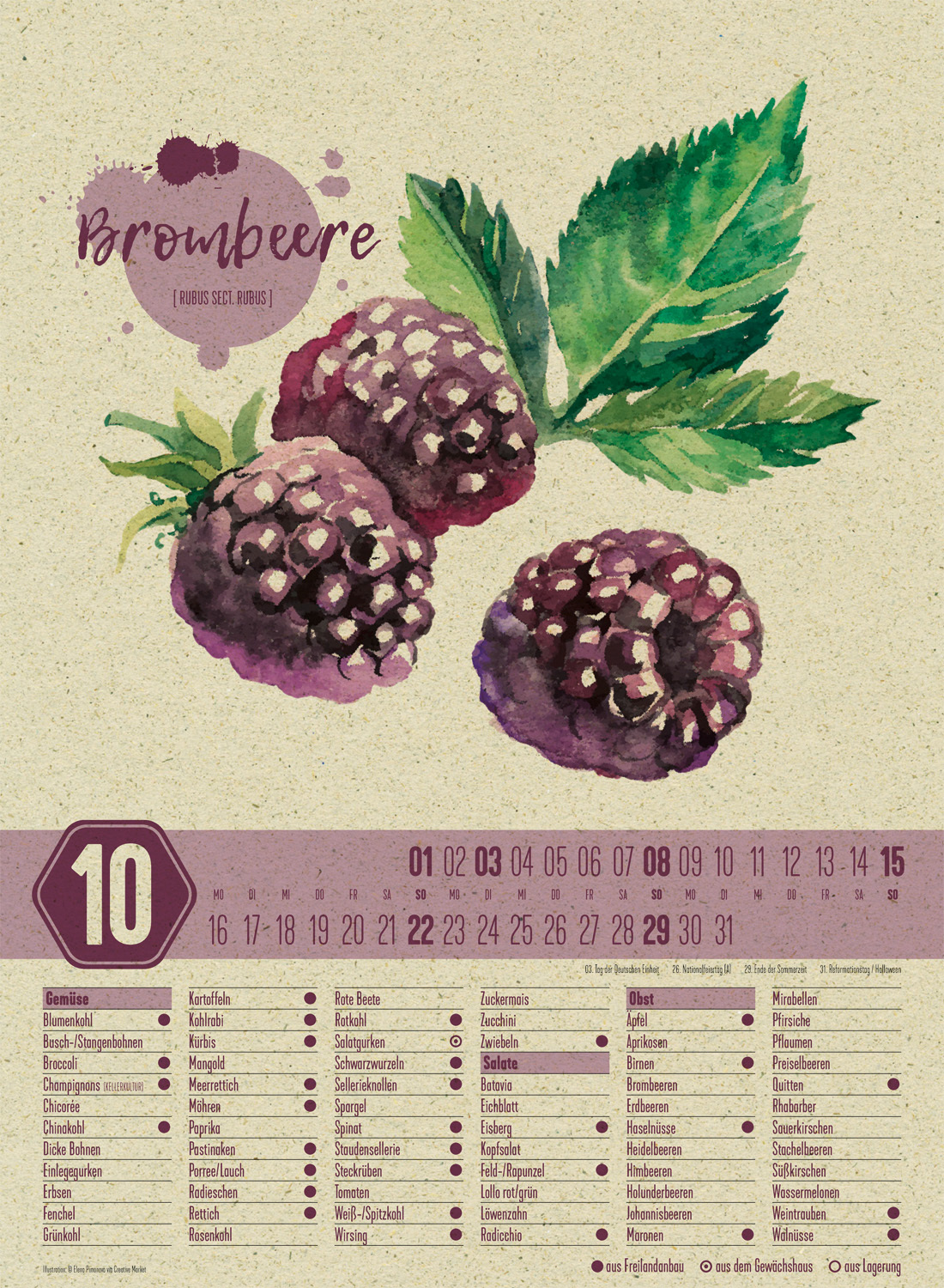 Saisonkalender - Obst &amp; Gemüse - Graspapier-Kalender 2023